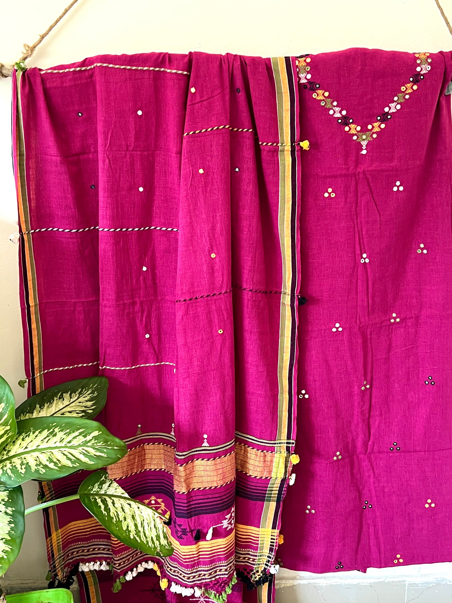 Handloom Bhujodi Kala Cotton Suit- Midnight Storm