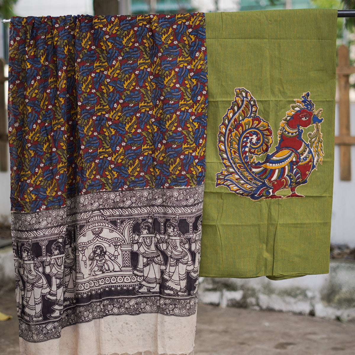 Croco Green Kalamkari Hand Block Suit Set