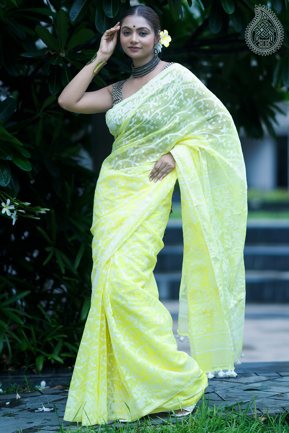 Jamdani Jacquard Cotton Saree - Dream Big