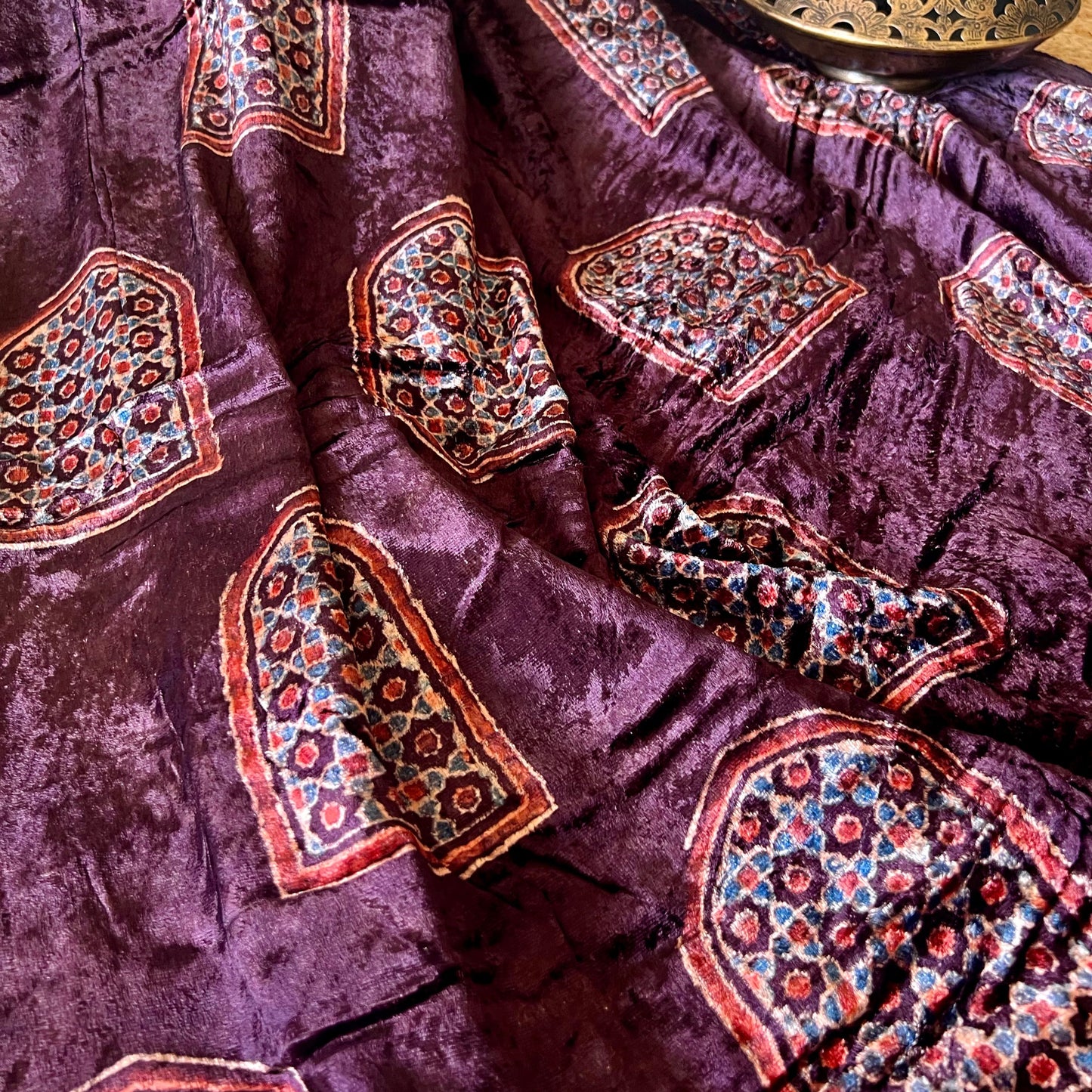 Ajrakh Fabric In Velvet - 10