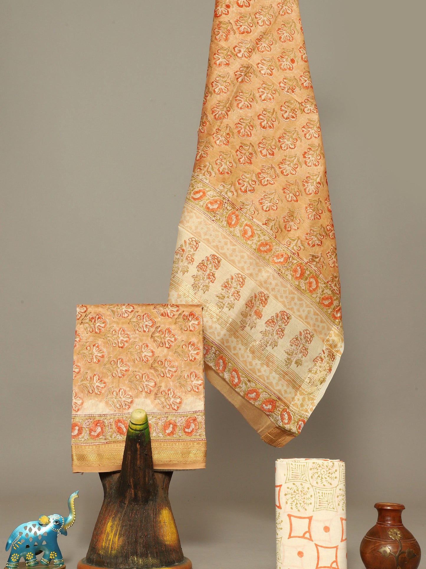Handblock Prints On Maheshwari Silk - Design10