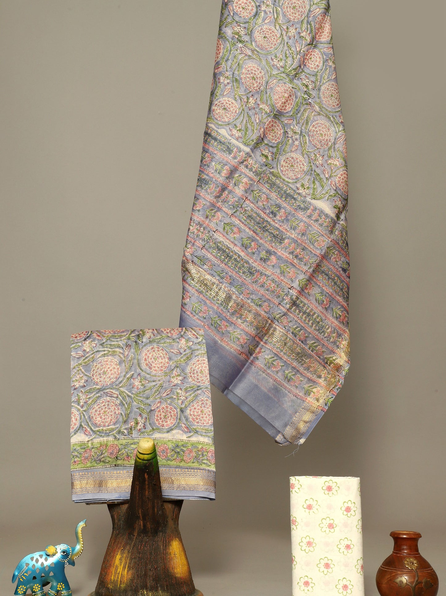 Handblock Prints On Maheshwari Silk - Design11