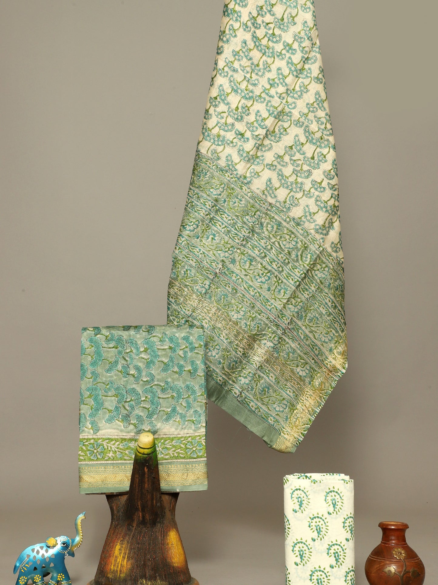 Handblock Prints On Maheshwari Silk - Design13