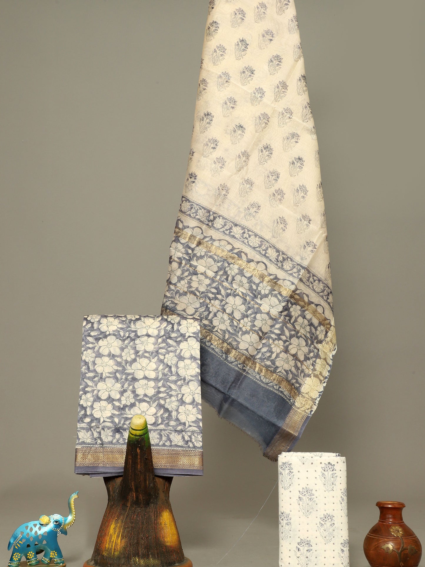 Handblock Prints On Maheshwari Silk - Design14
