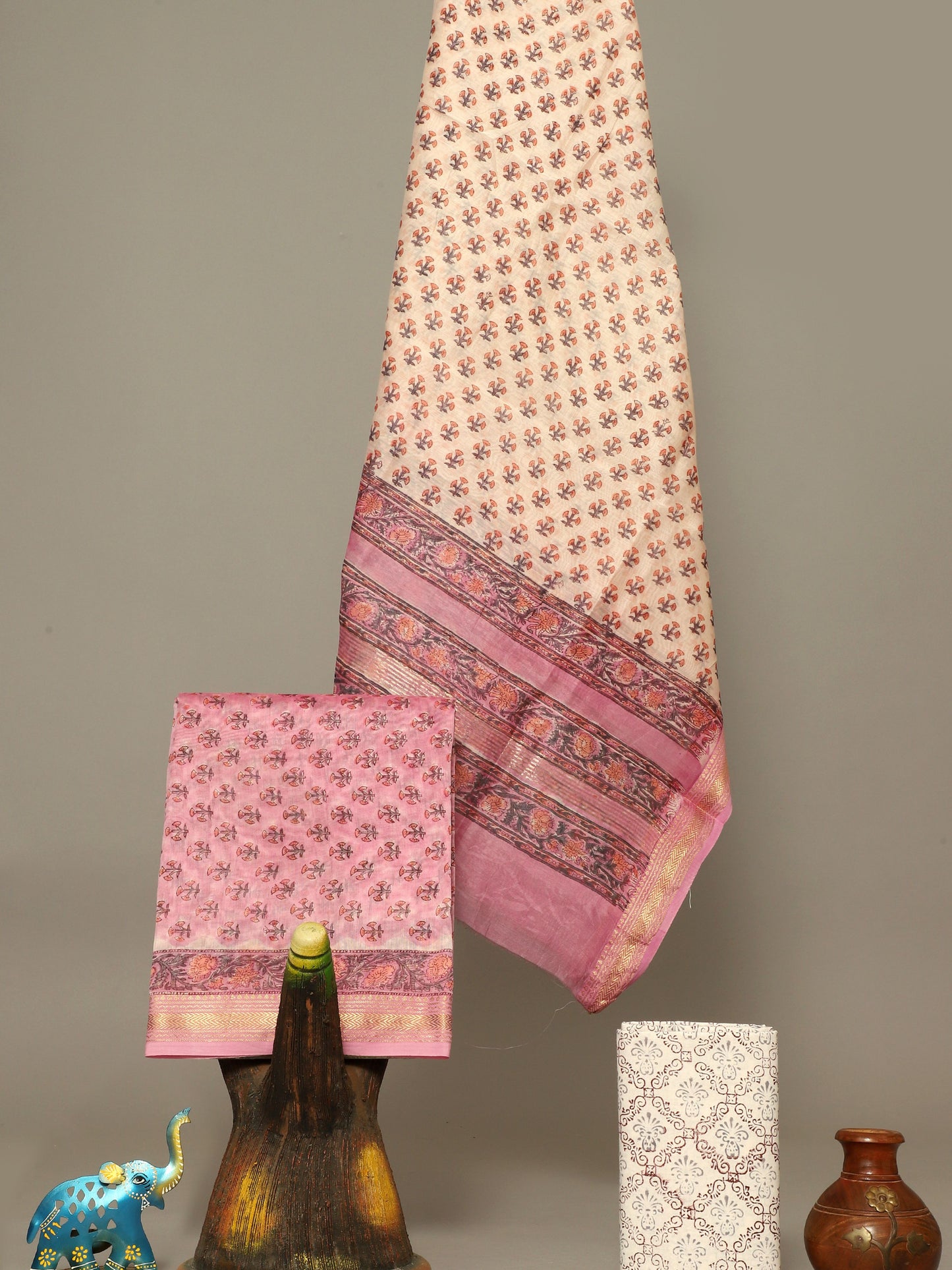 Handblock Prints On Maheshwari Silk - Design16