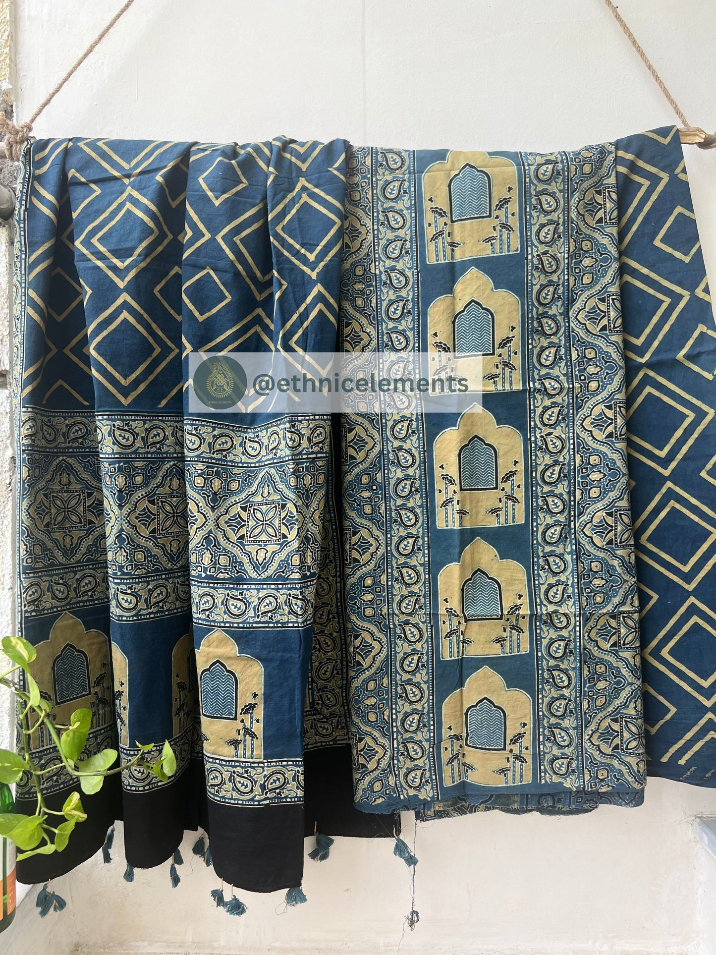 Ajrakh Pichwai Themed Salwar Suit Set- Natural