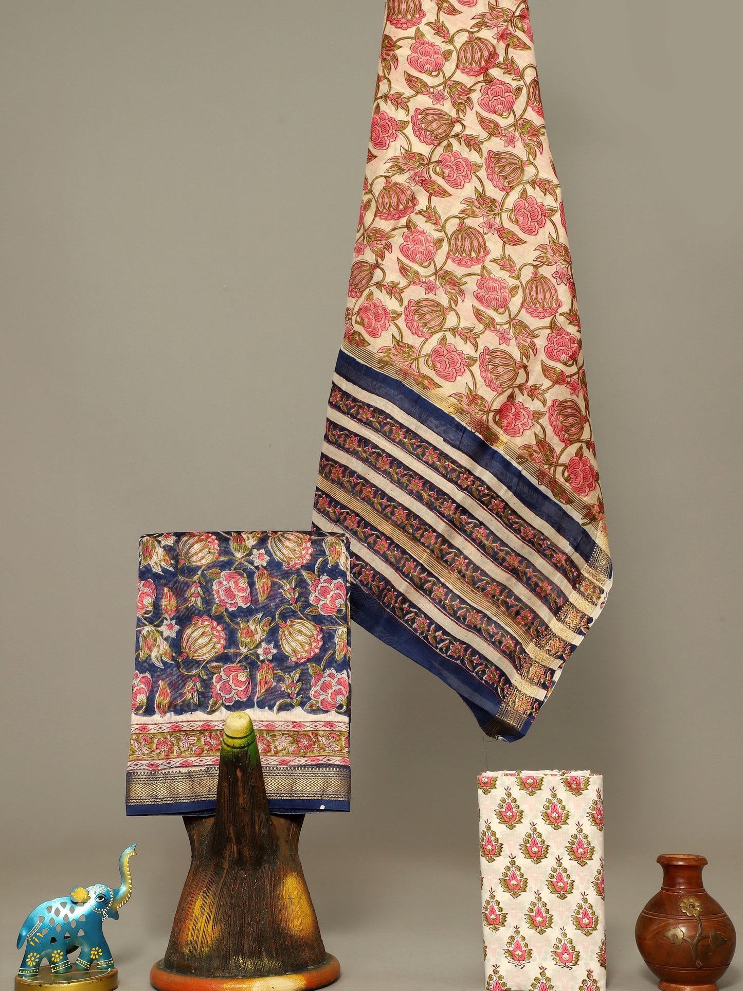 Handblock Prints On Maheshwari Silk - Design1