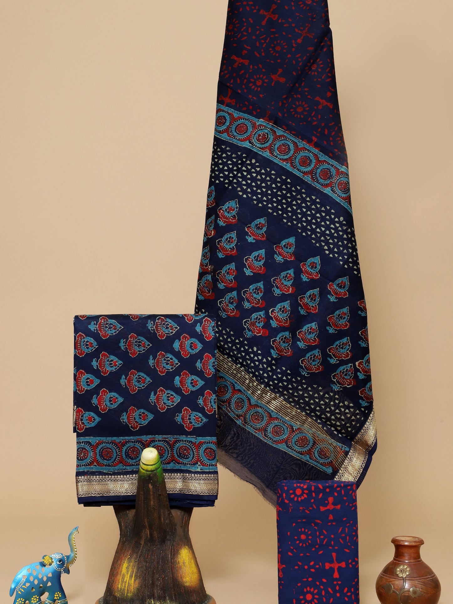 Handblock Prints On Maheshwari Silk - Design21