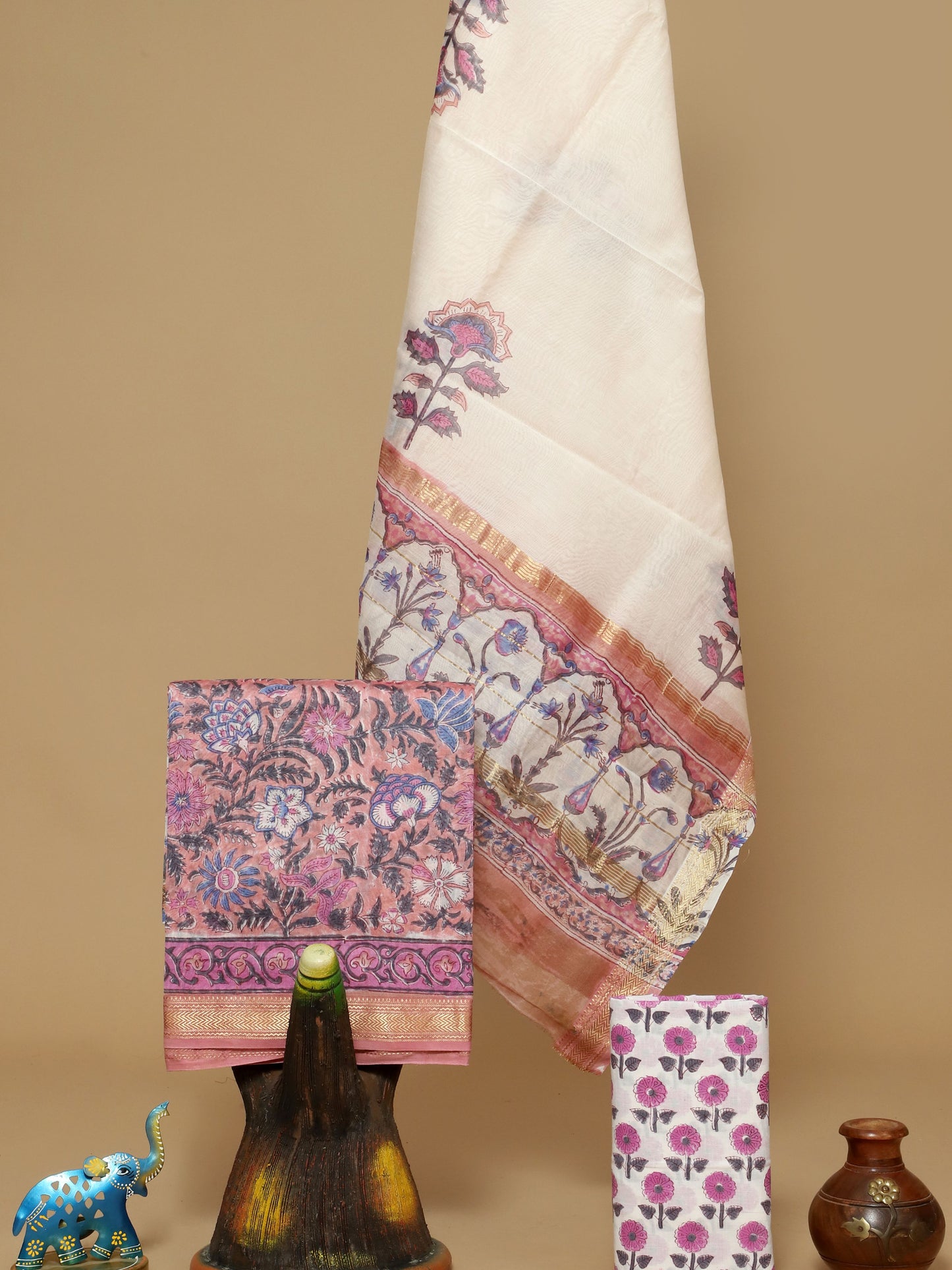 Handblock Prints On Maheshwari Silk - Design23