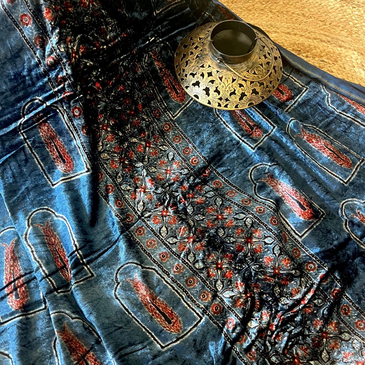 Ajrakh Fabric In Velvet - 23