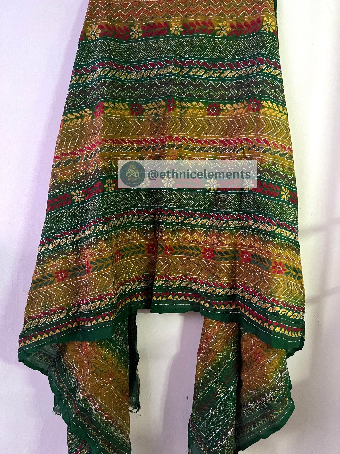 Tussar Silk Dupatta With Kantha Embroidery - Hold-On To Roots