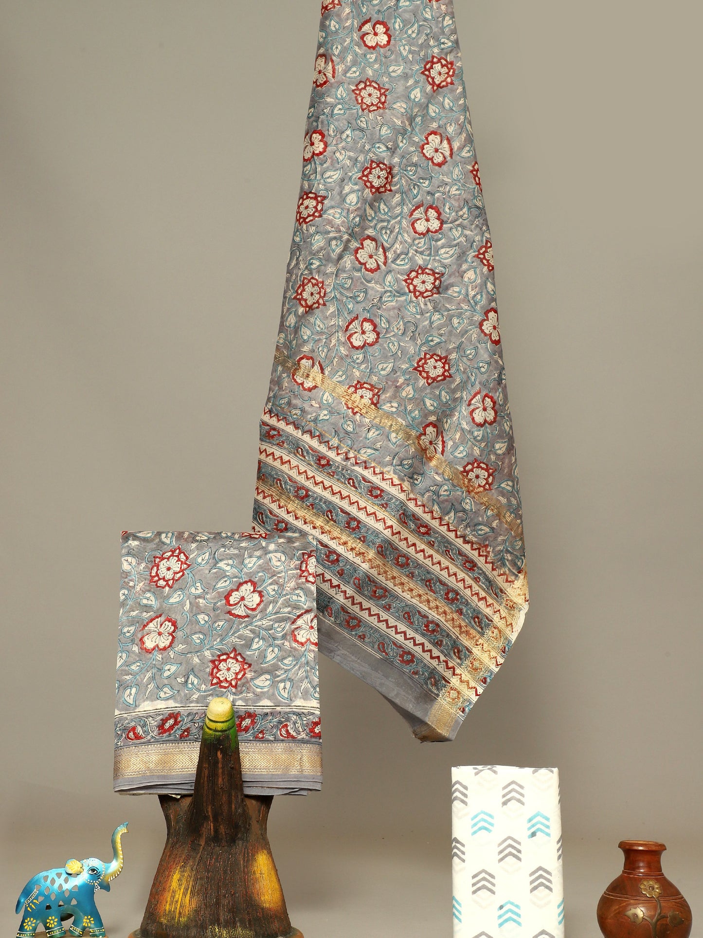 Handblock Prints On Maheshwari Silk - Design25