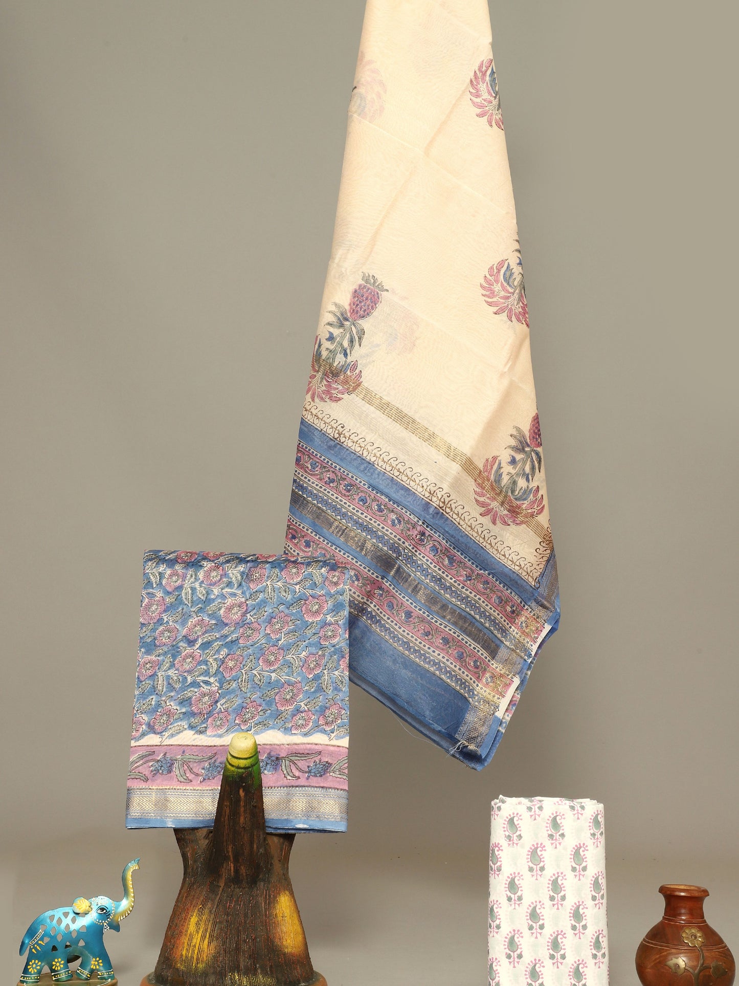 Handblock Prints On Maheshwari Silk - Design27