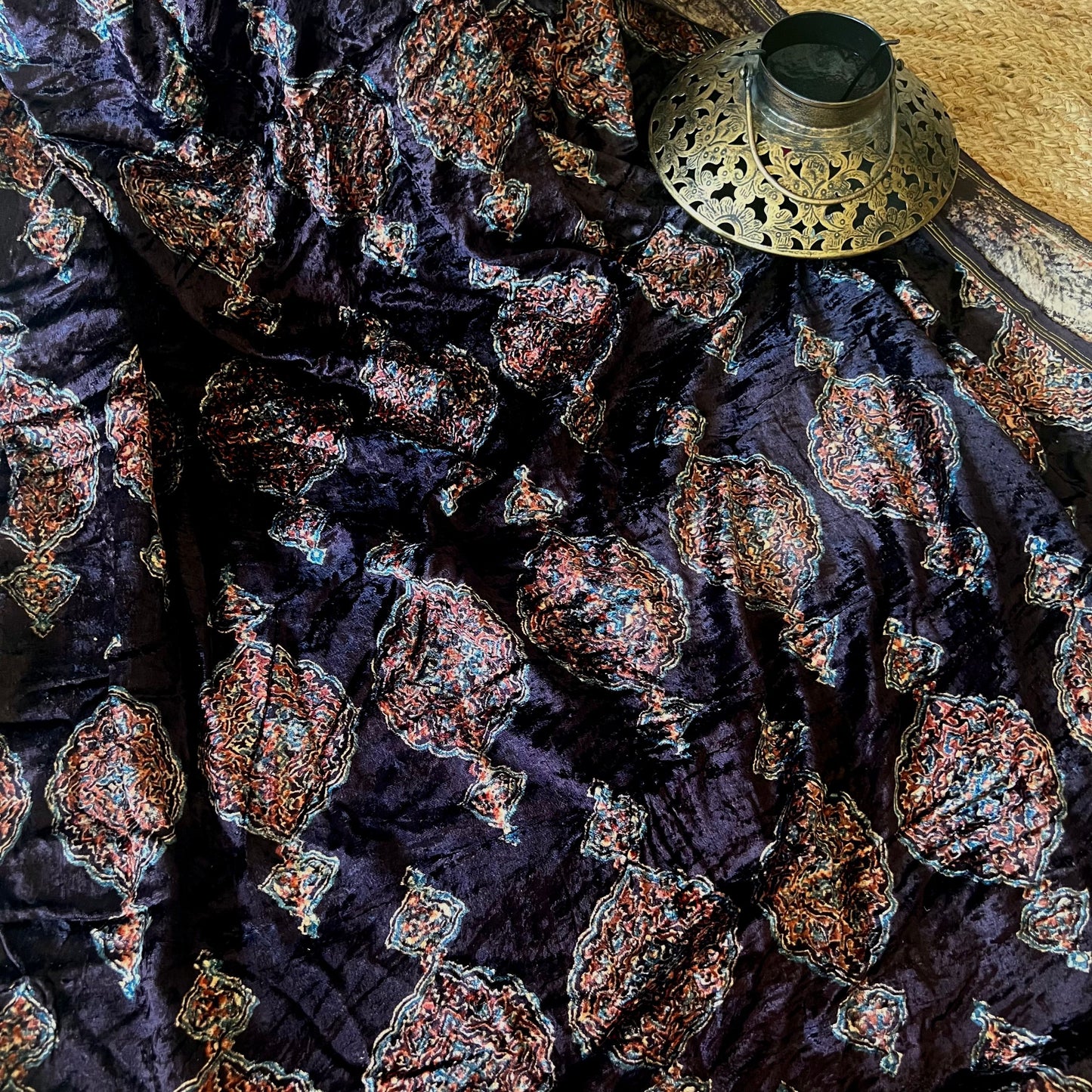Ajrakh Fabric In Velvet - 28