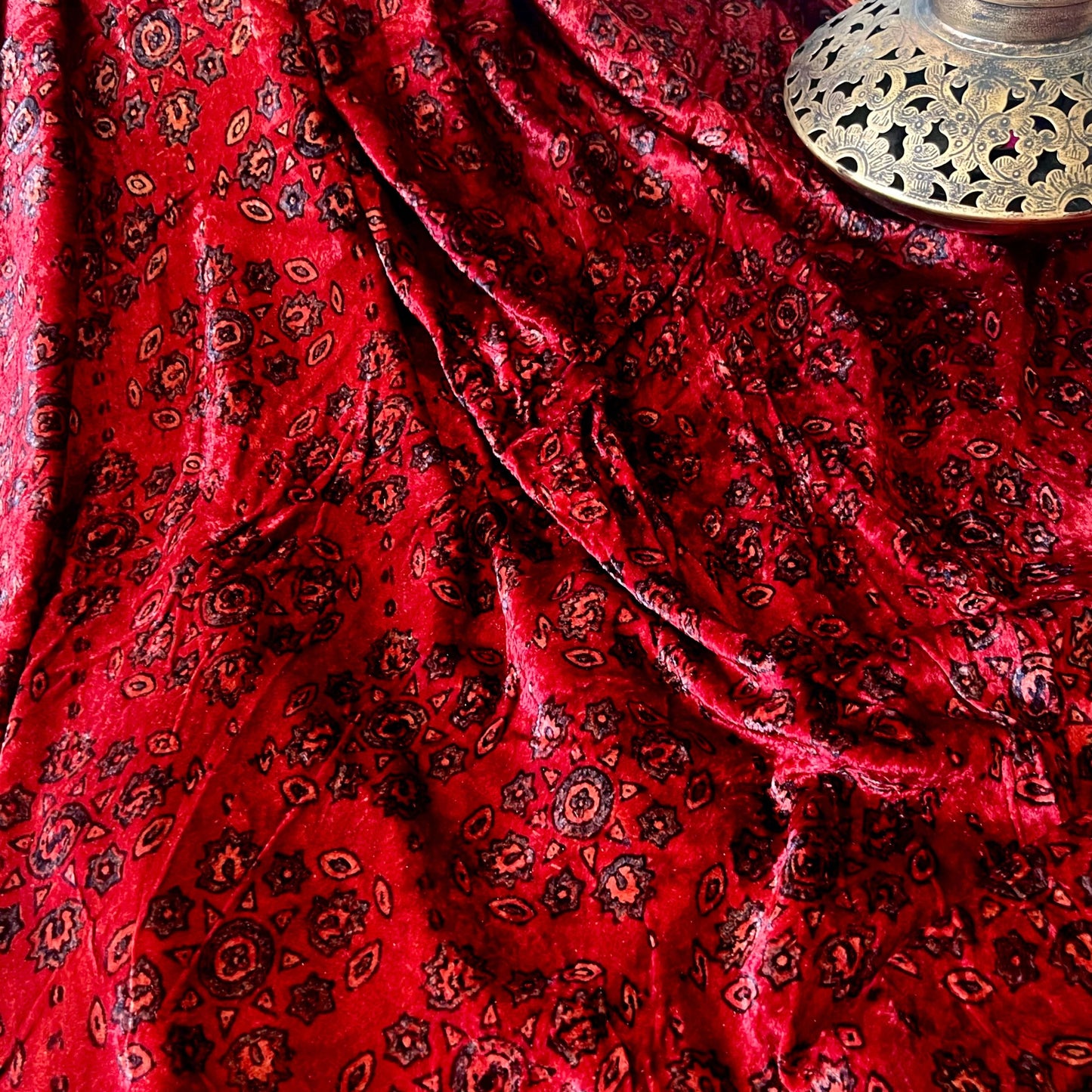 Ajrakh Fabric In Velvet - 2