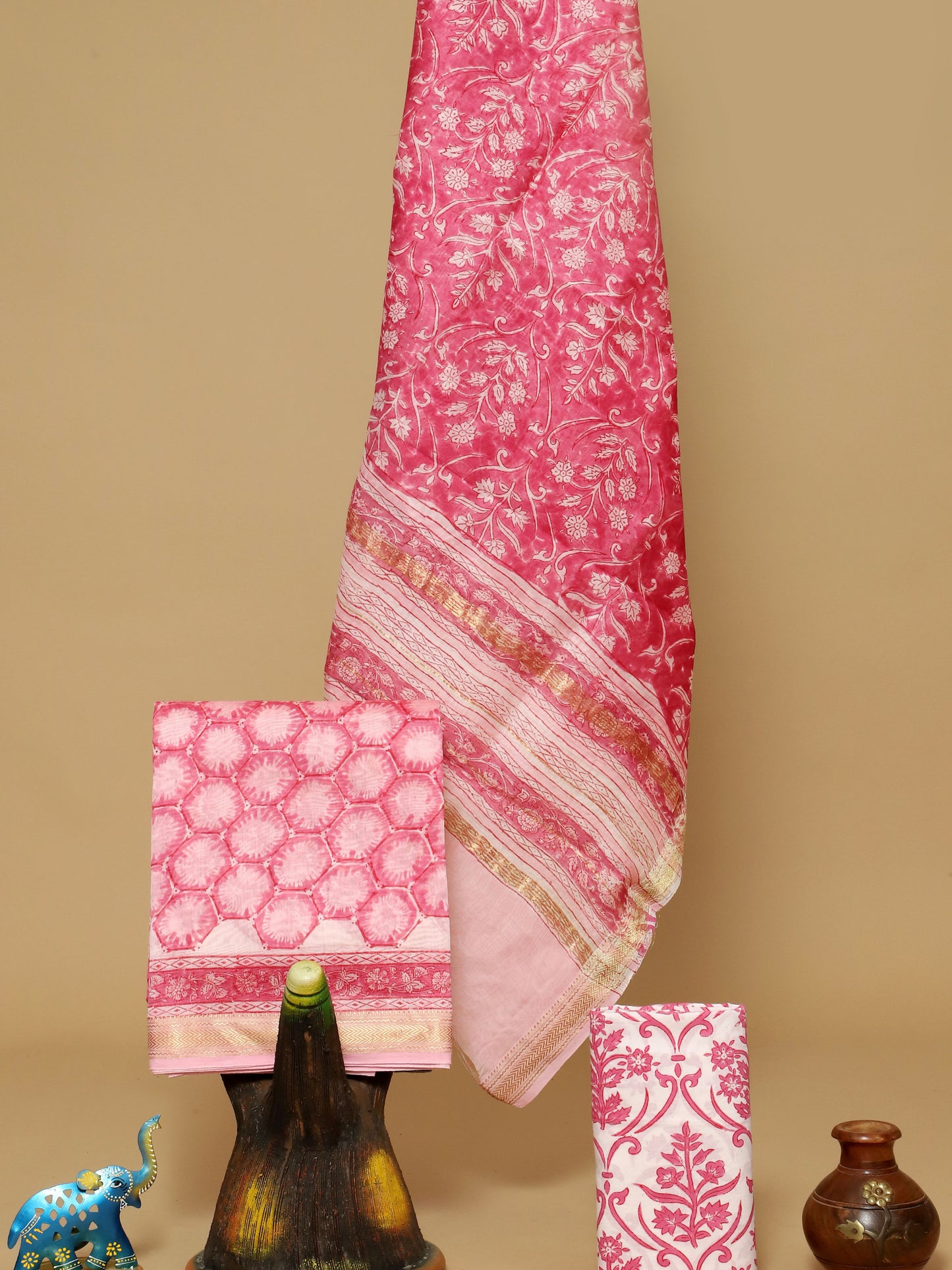 Handblock Prints On Maheshwari Silk - Design3