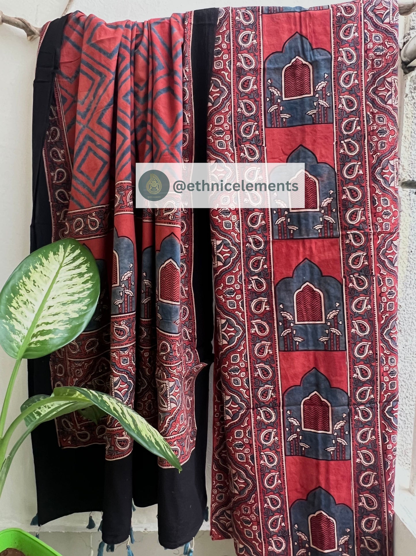 Ajrakh Woven Cotton 3-Pcs Suit Set- Print 4