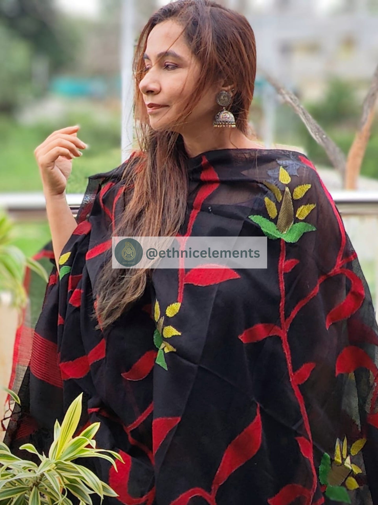 Premium Woven Cotton Jamdani Suit- Midnight Pastels