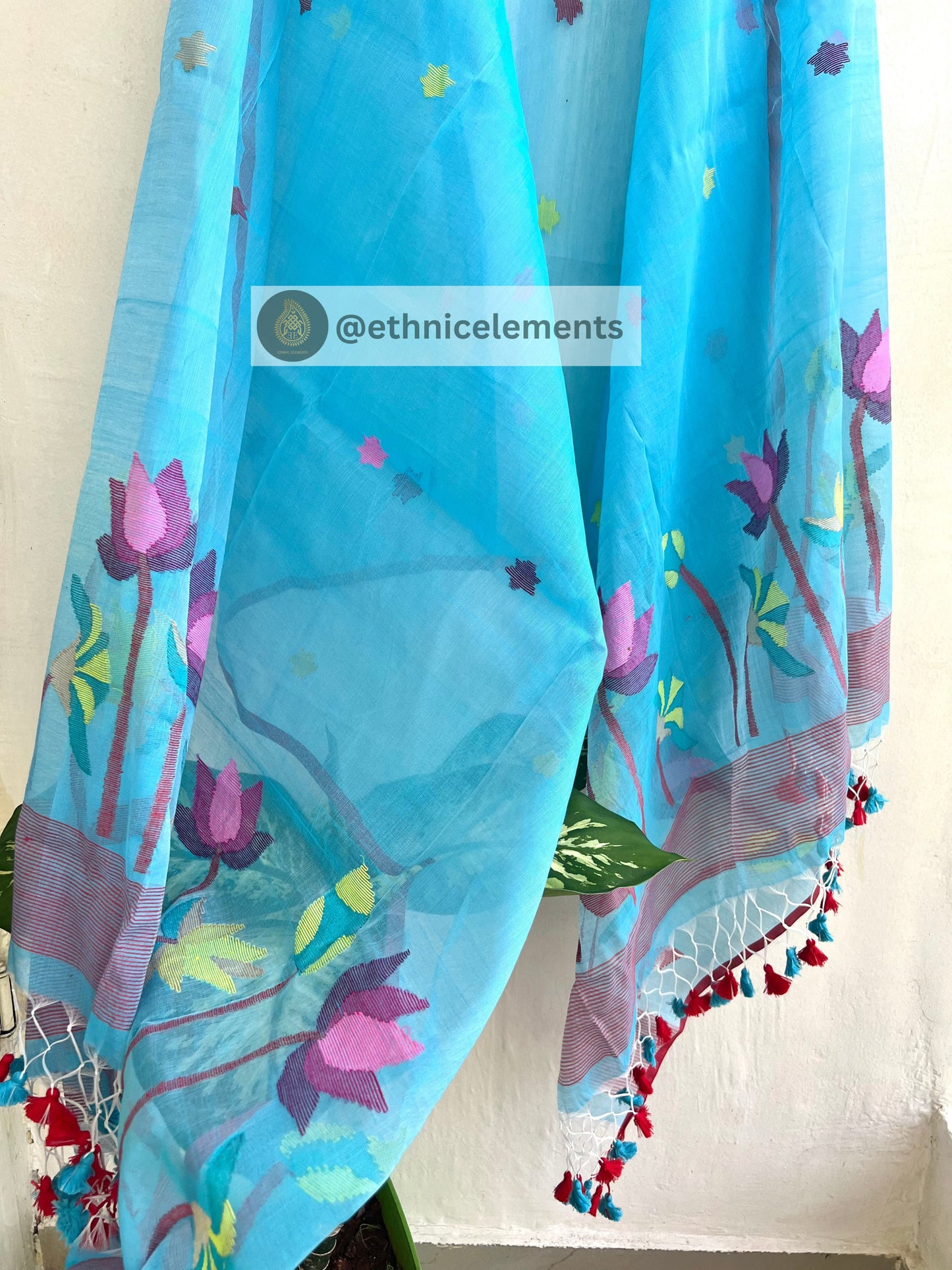 Muslin Jamdani Suit Set- Pichwai Themed- Surfing Waves