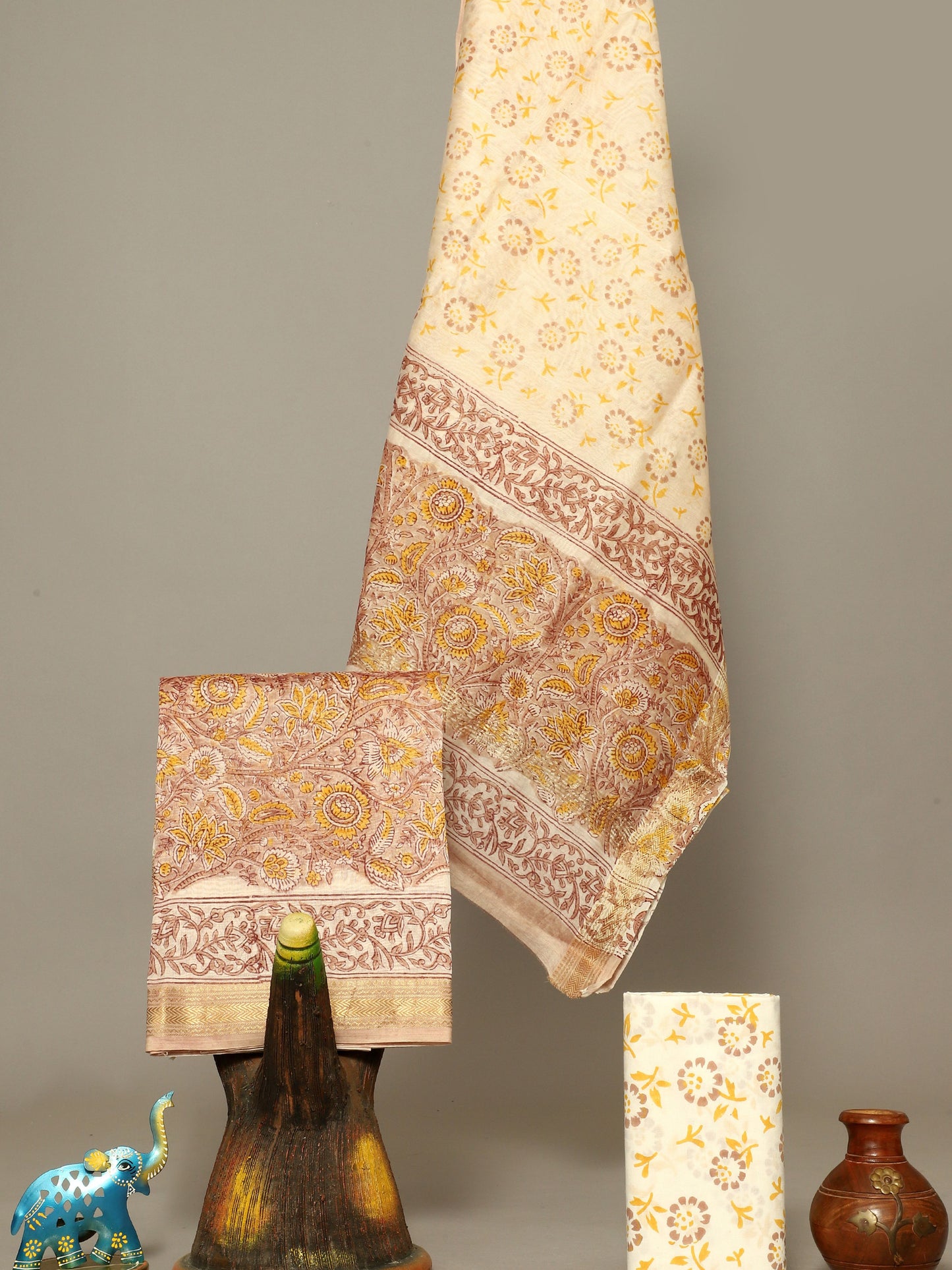 Handblock Prints On Maheshwari Silk - Design4