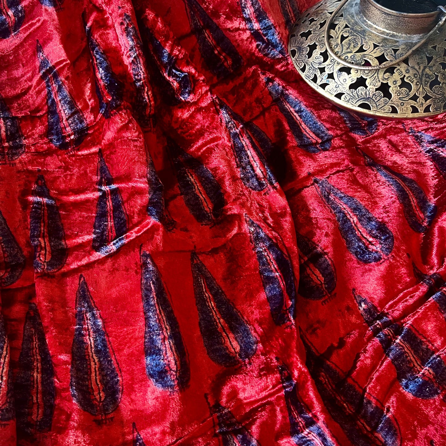 Ajrakh Fabric In Velvet - 4