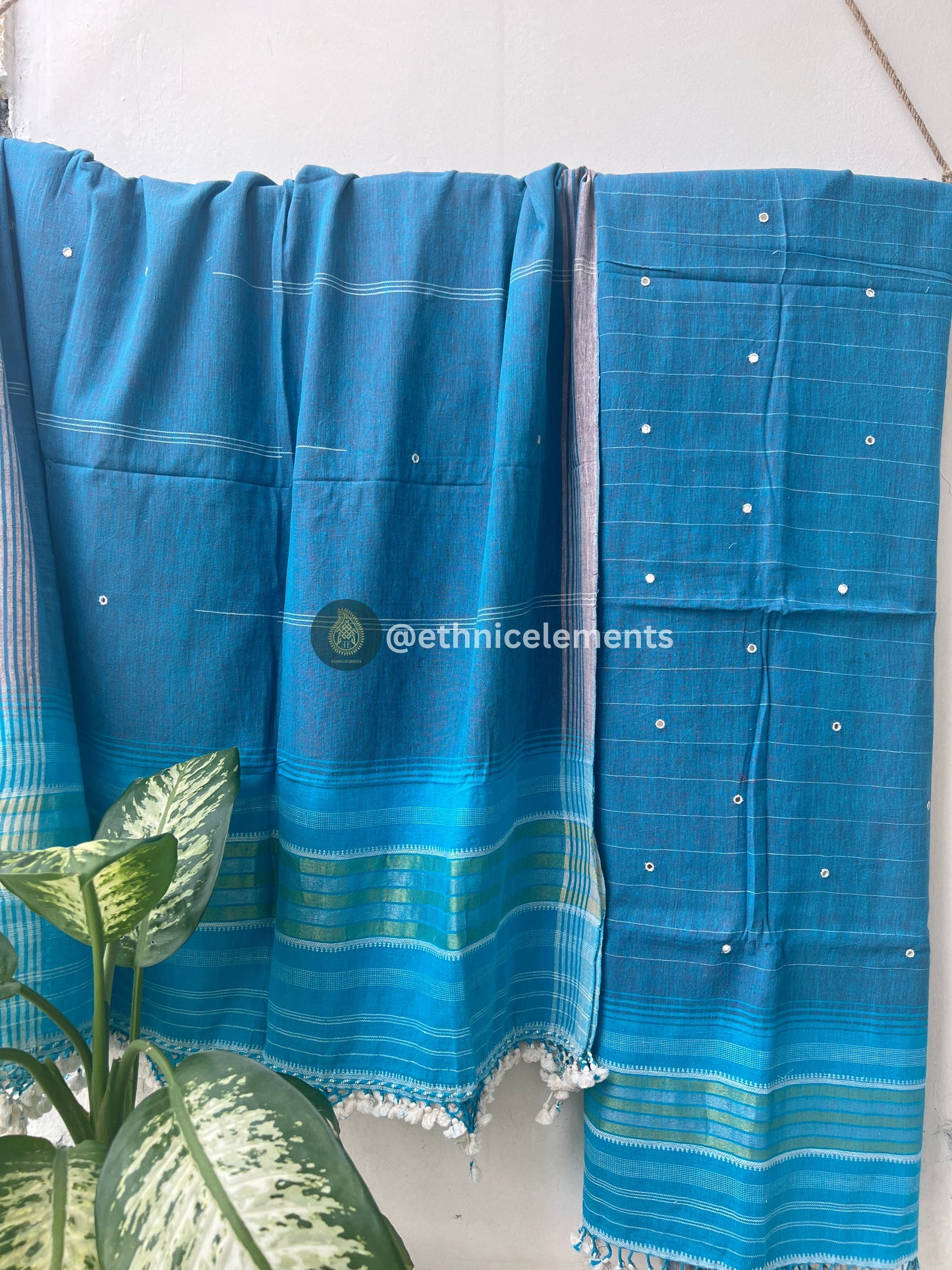 Handloom Bhujodi Kala Cotton Suit- Persian Pottery