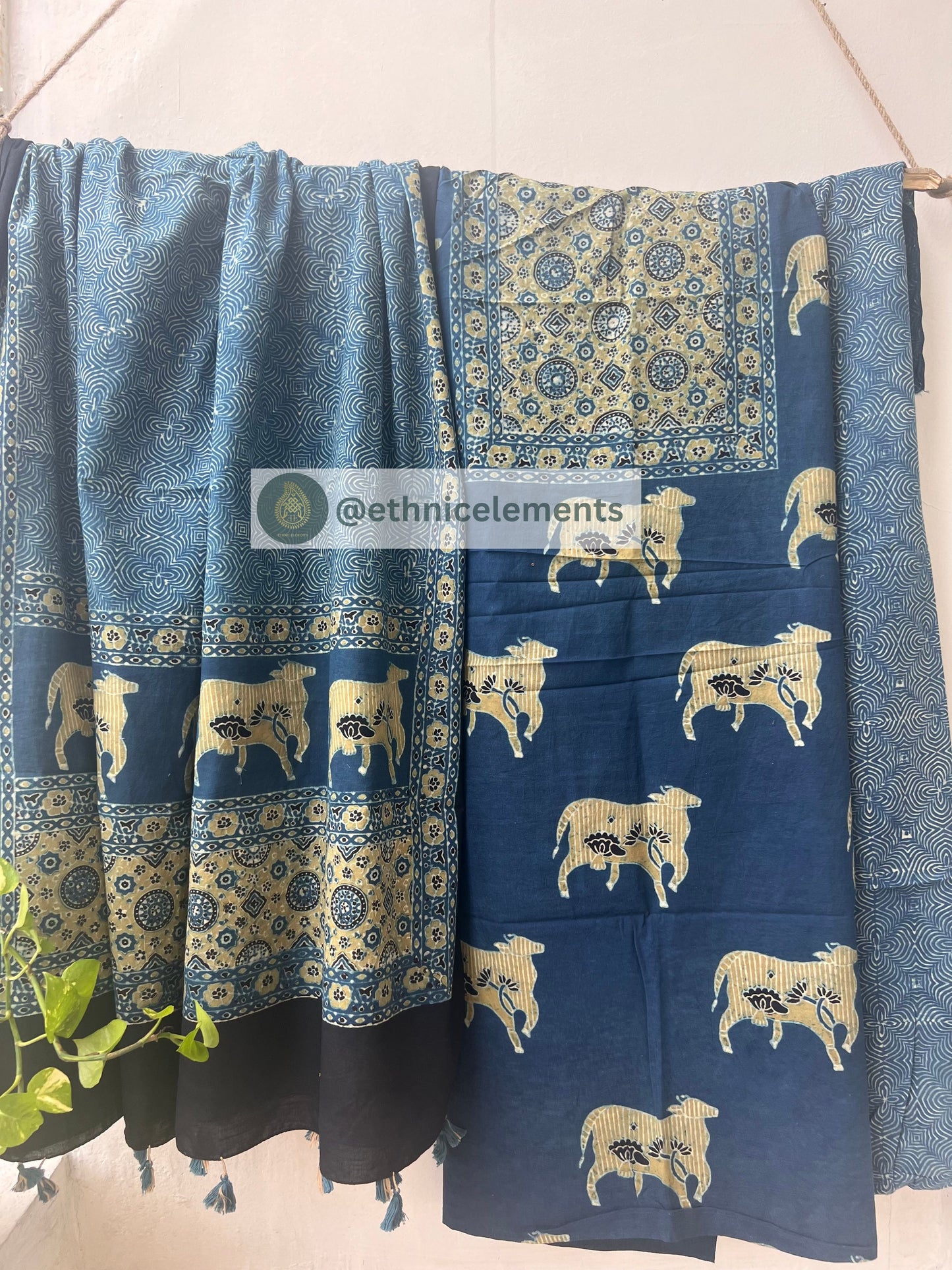 Ajrakh Pichwai Themed Salwar Suit Set- Earthy