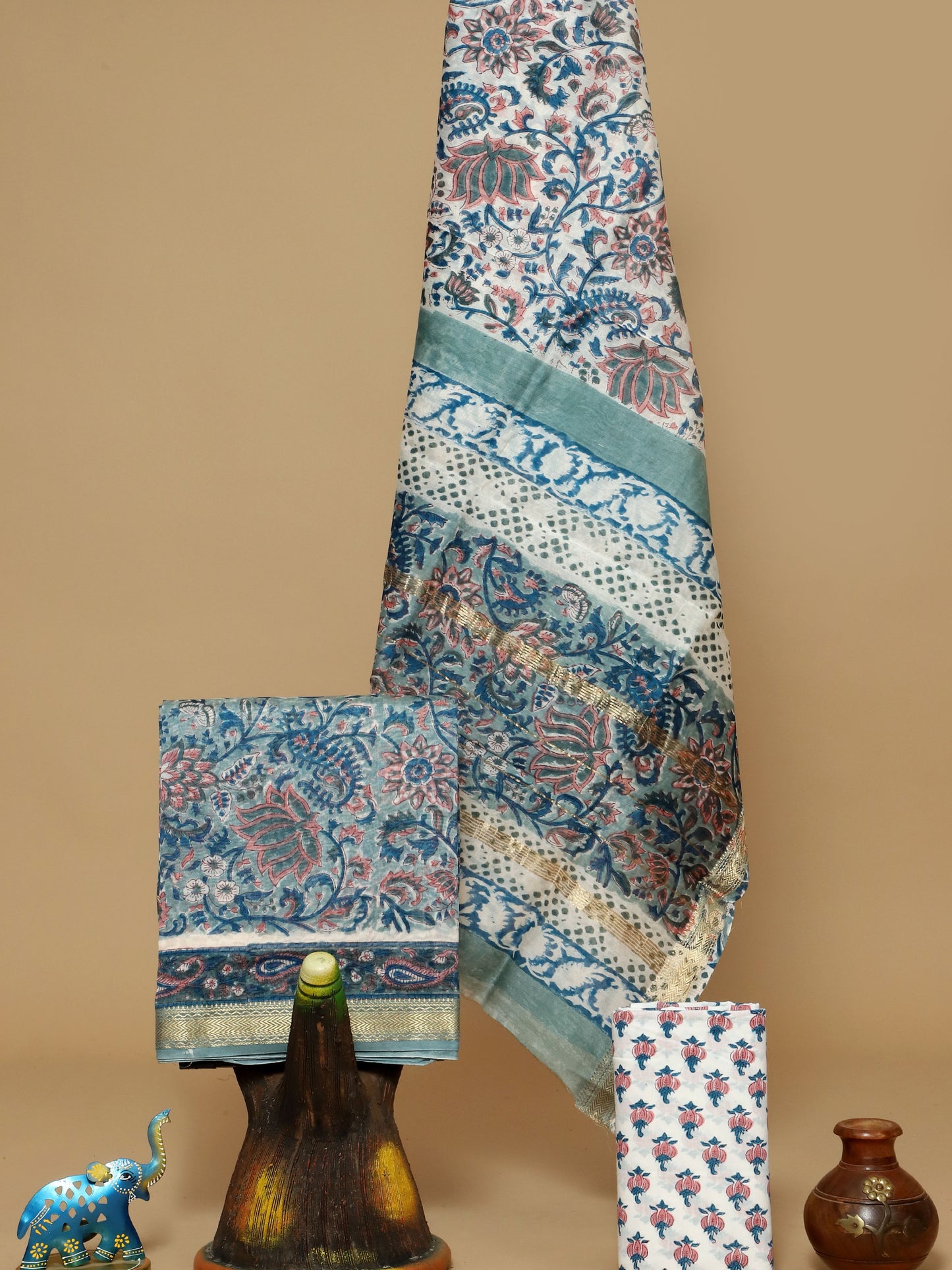 Handblock Prints On Maheshwari Silk - Design5