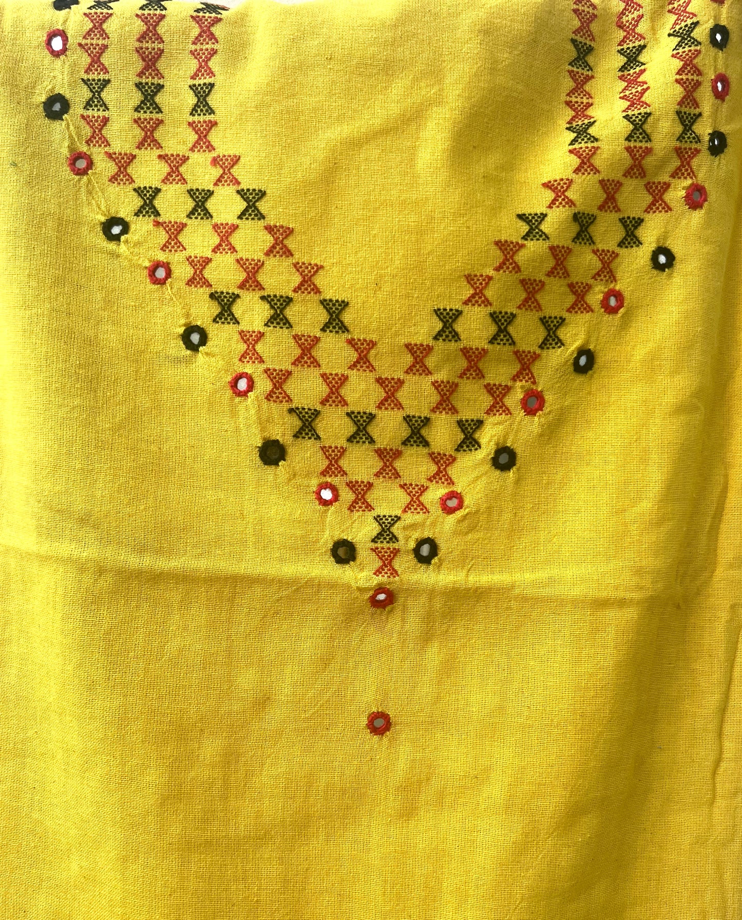 Handloom Bhujodi Kala Cotton Suits-Grey Yellow