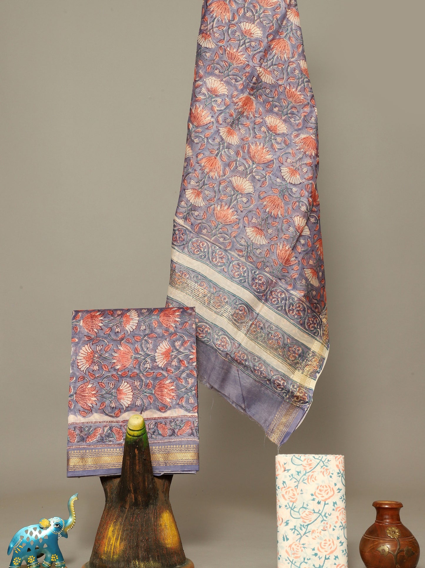 Handblock Prints On Maheshwari Silk - Design6