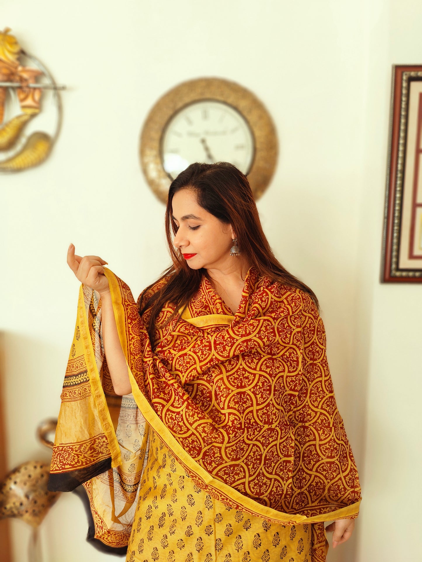 Bagh Print Maheshwari Suit Set - Morning Dew