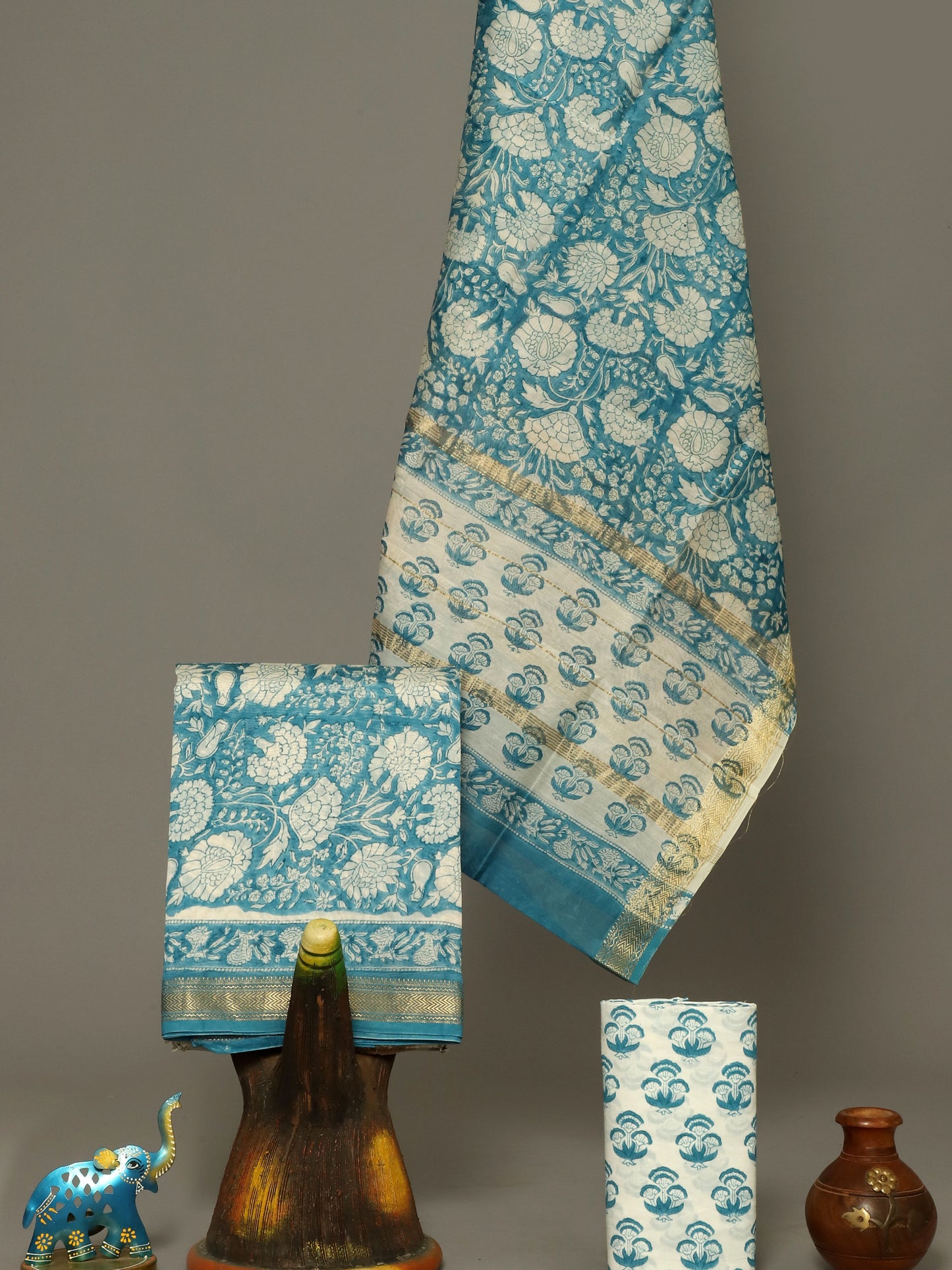 Handblock Prints On Maheshwari Silk - Design7
