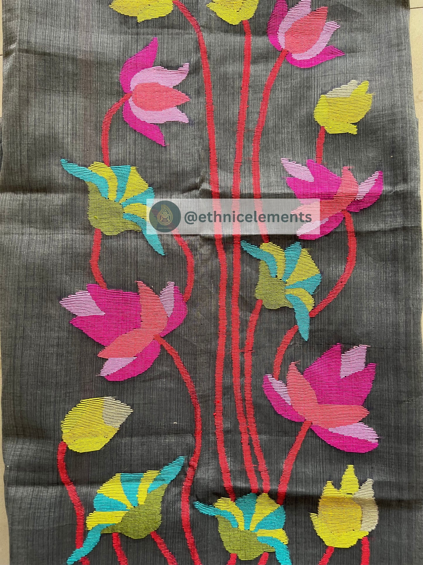 Muslin Jamdani Suit Set- Pichwai Themed- Over The Moon