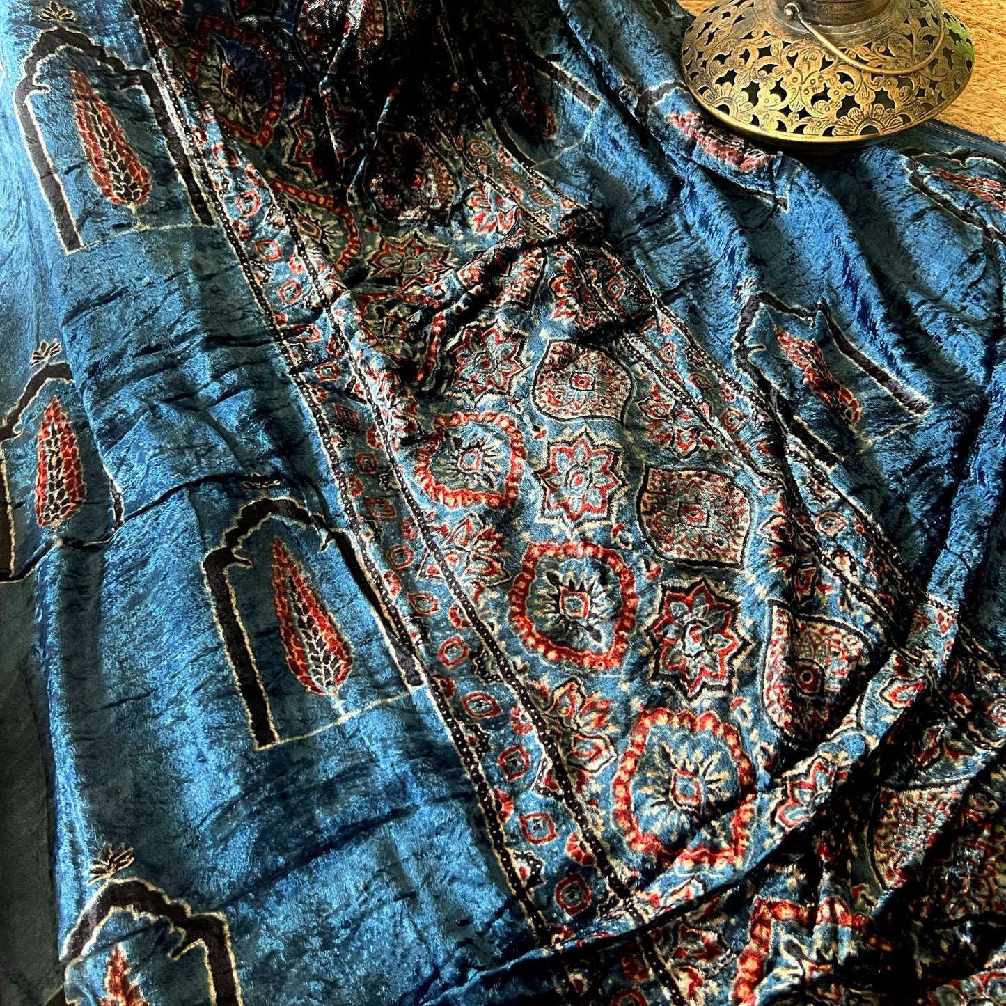 Ajrakh Fabric In Velvet - 7