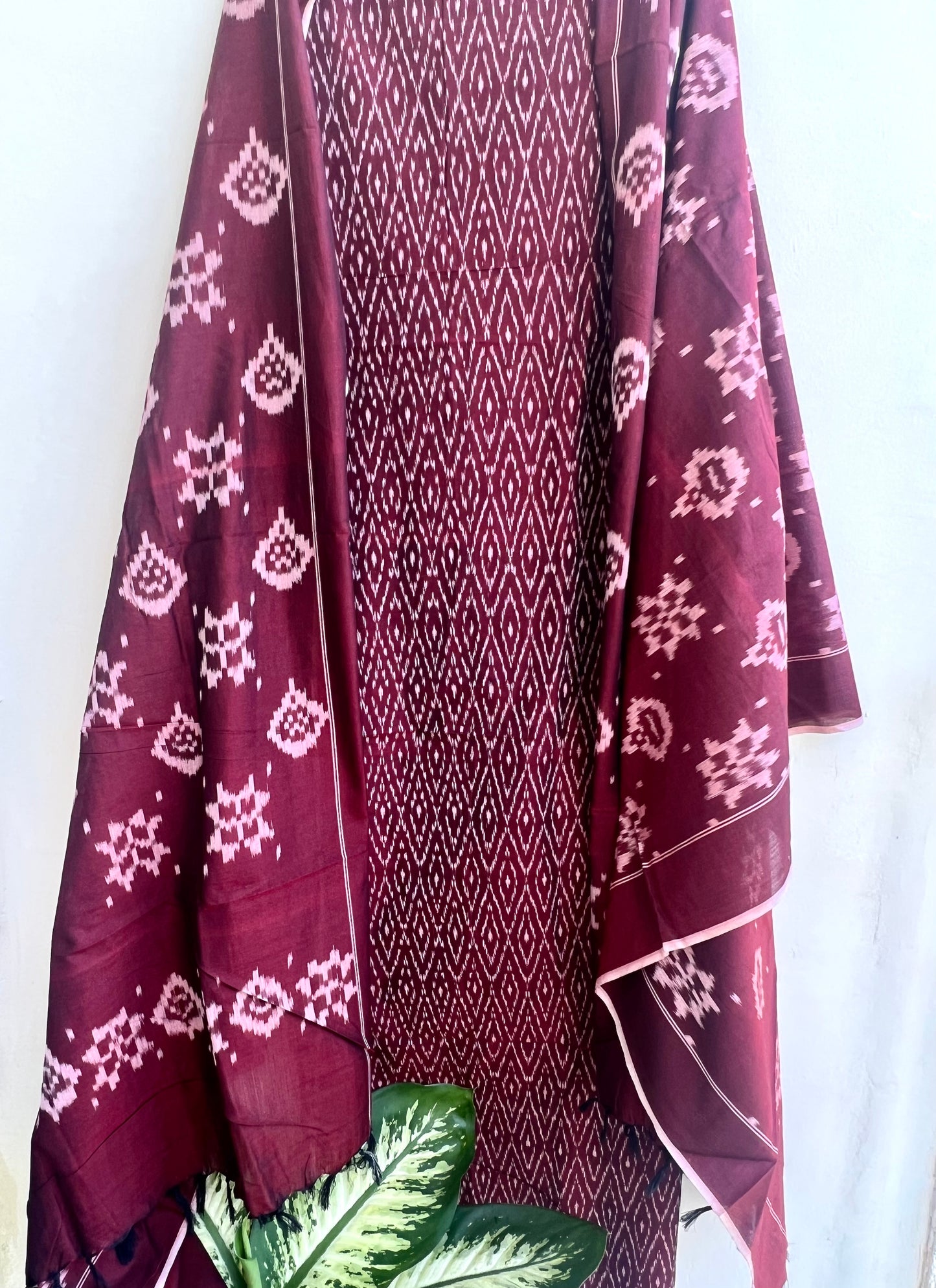 Woven Ikkat 3-Pcs Suit Set- Print 8