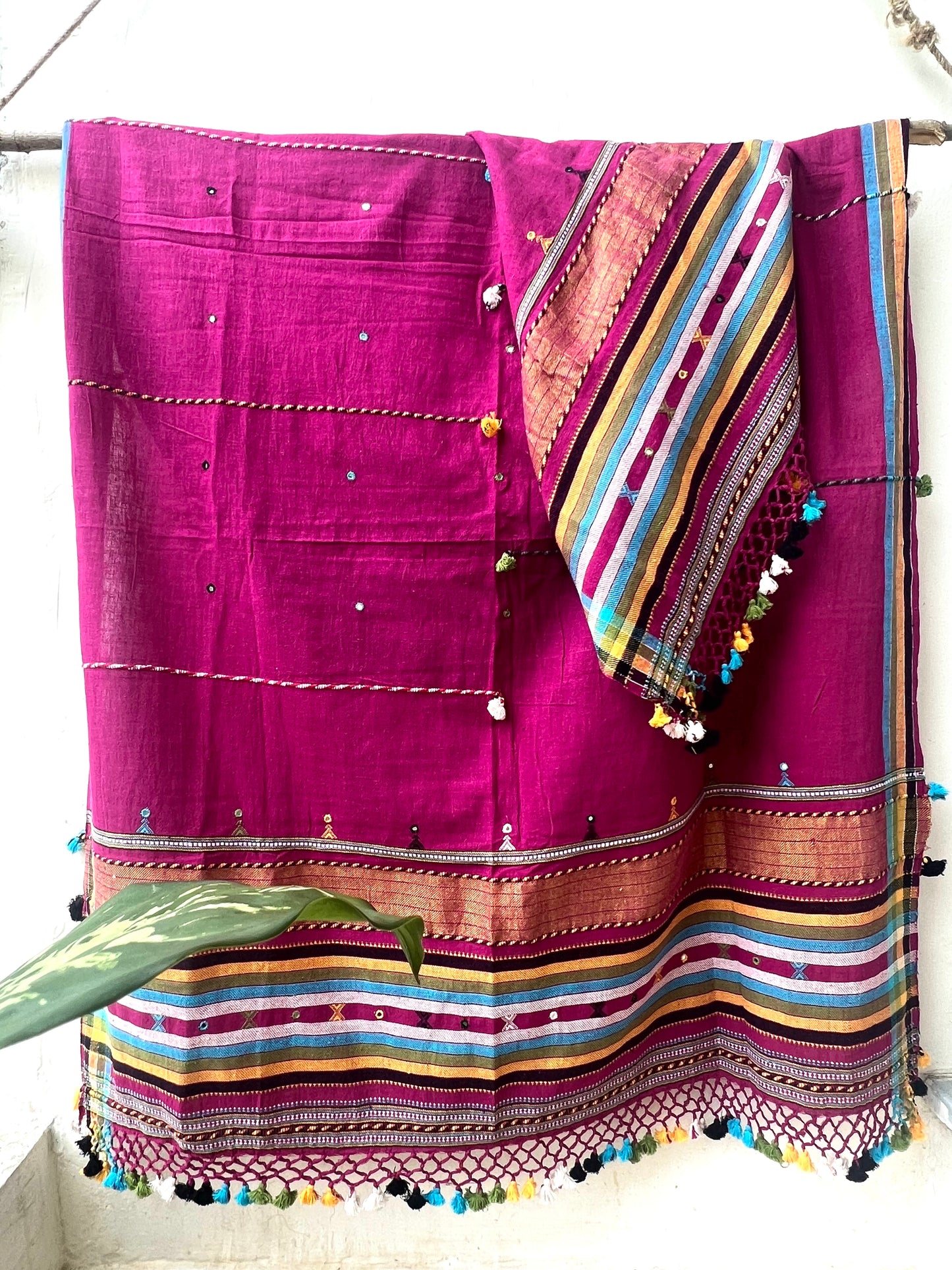 Handloom Bhujodi Kala Cotton Suit- Midnight Storm