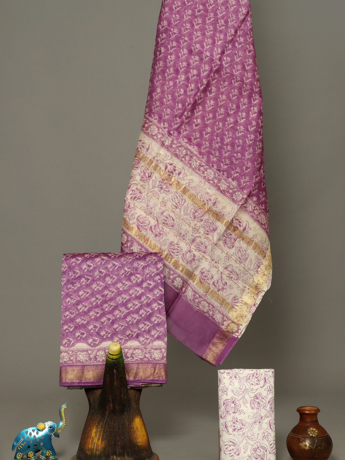 Handblock Prints On Maheshwari Silk - Design9
