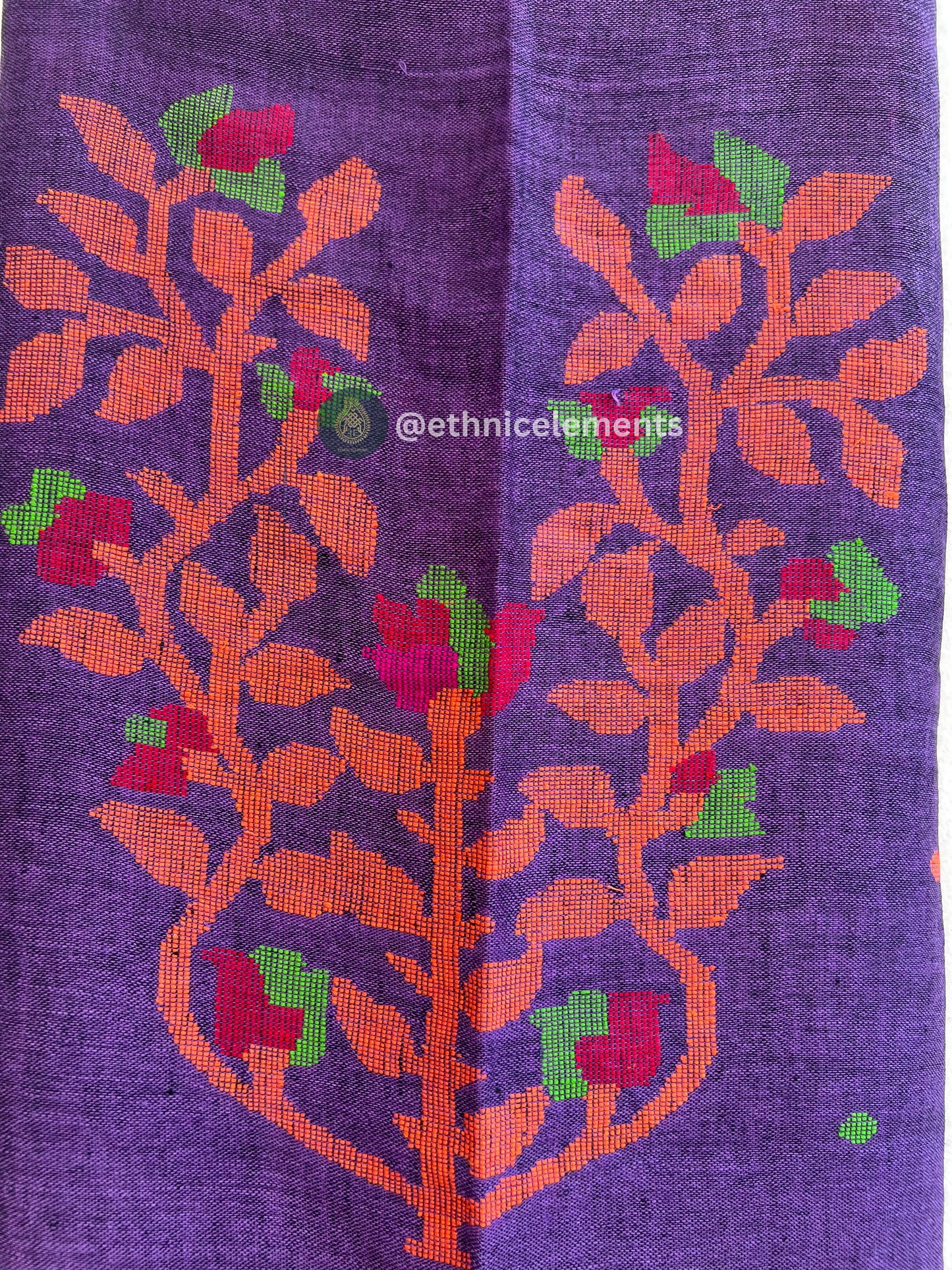 Hand Woven Linen Jamdani Suit Set- Pastel Violet