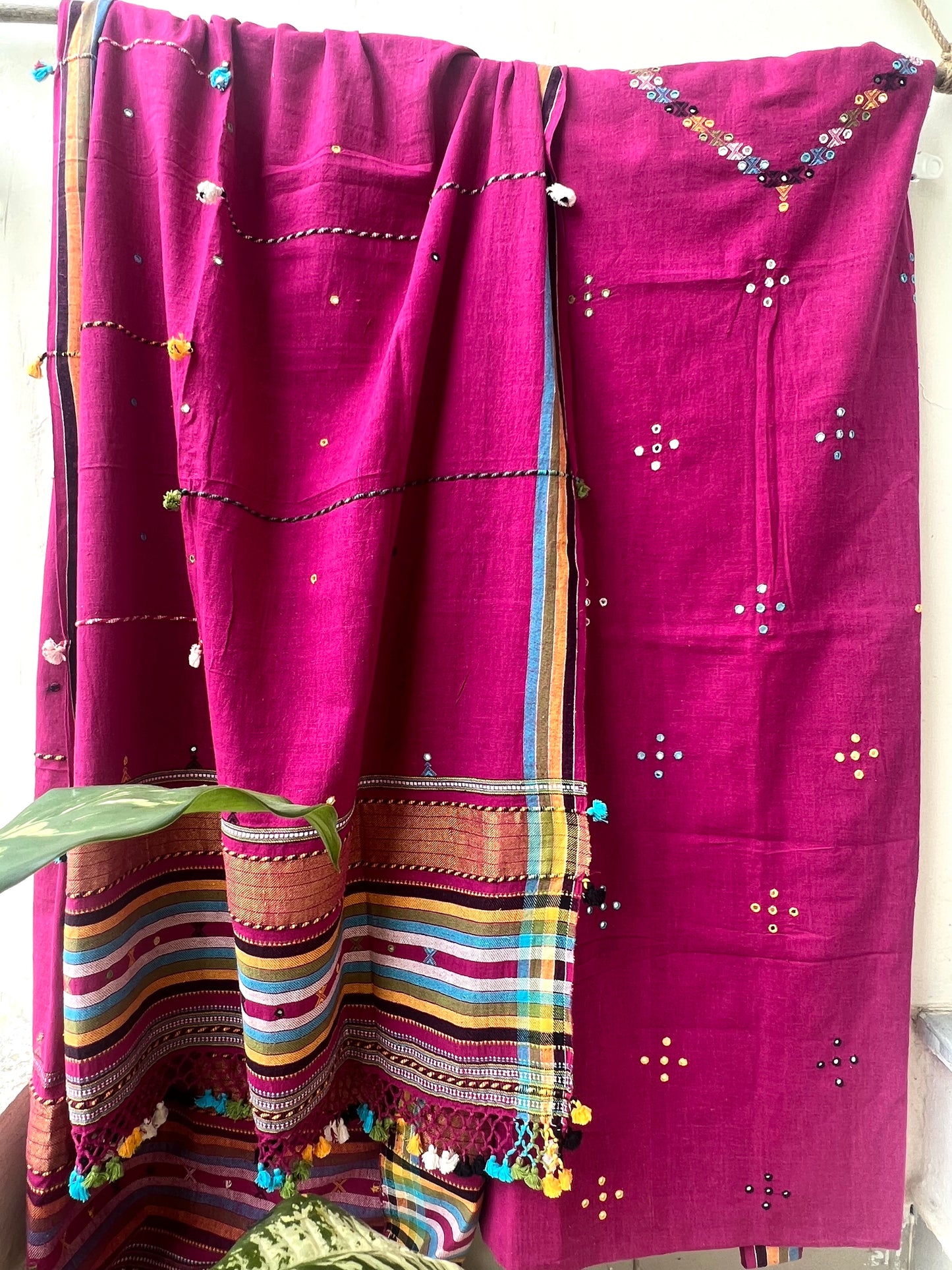 Handloom Bhujodi Kala Cotton Suit- Midnight Storm