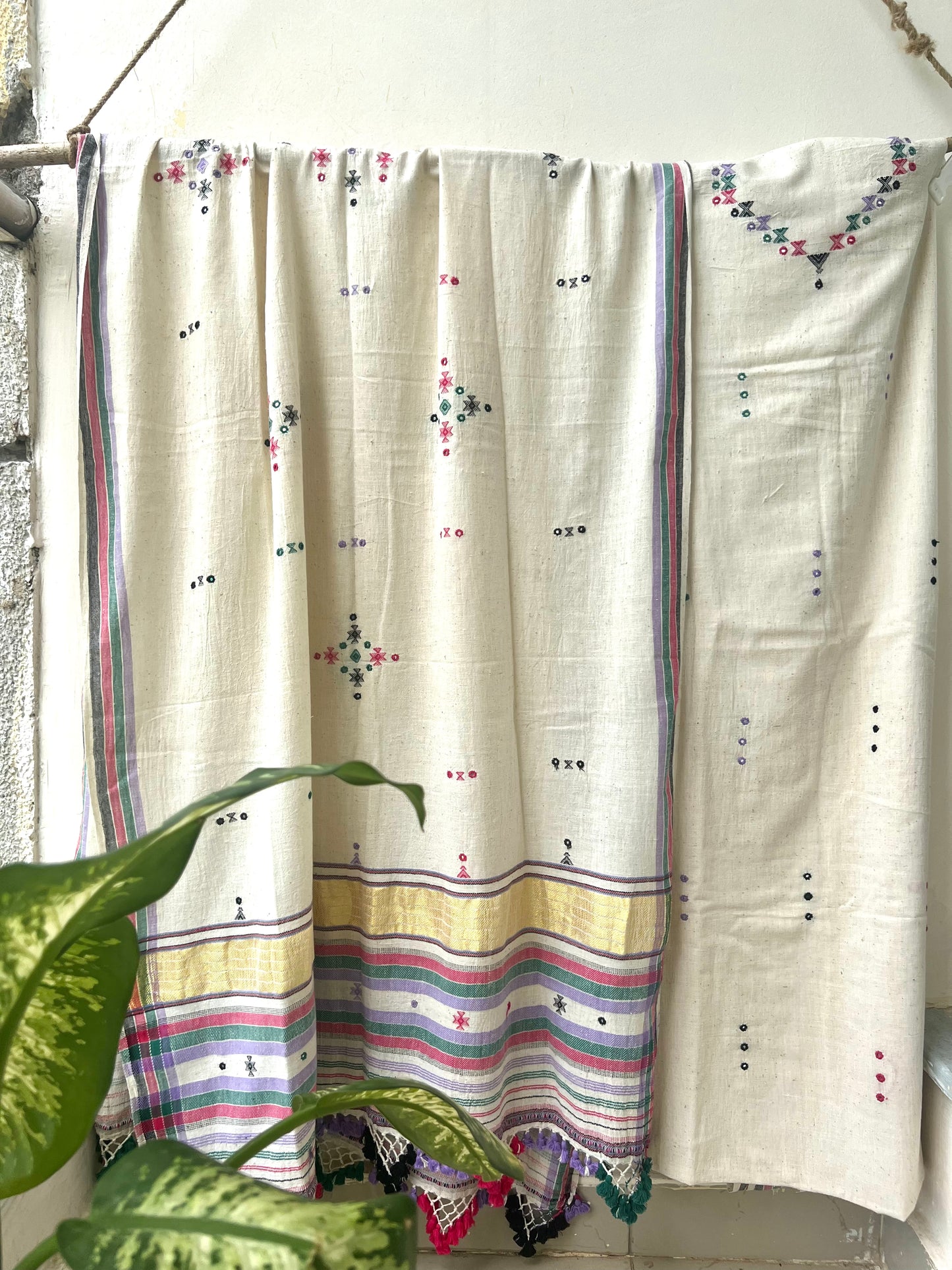 Handloom Bhujodi Kala Cotton Suit- Creamy Vibes