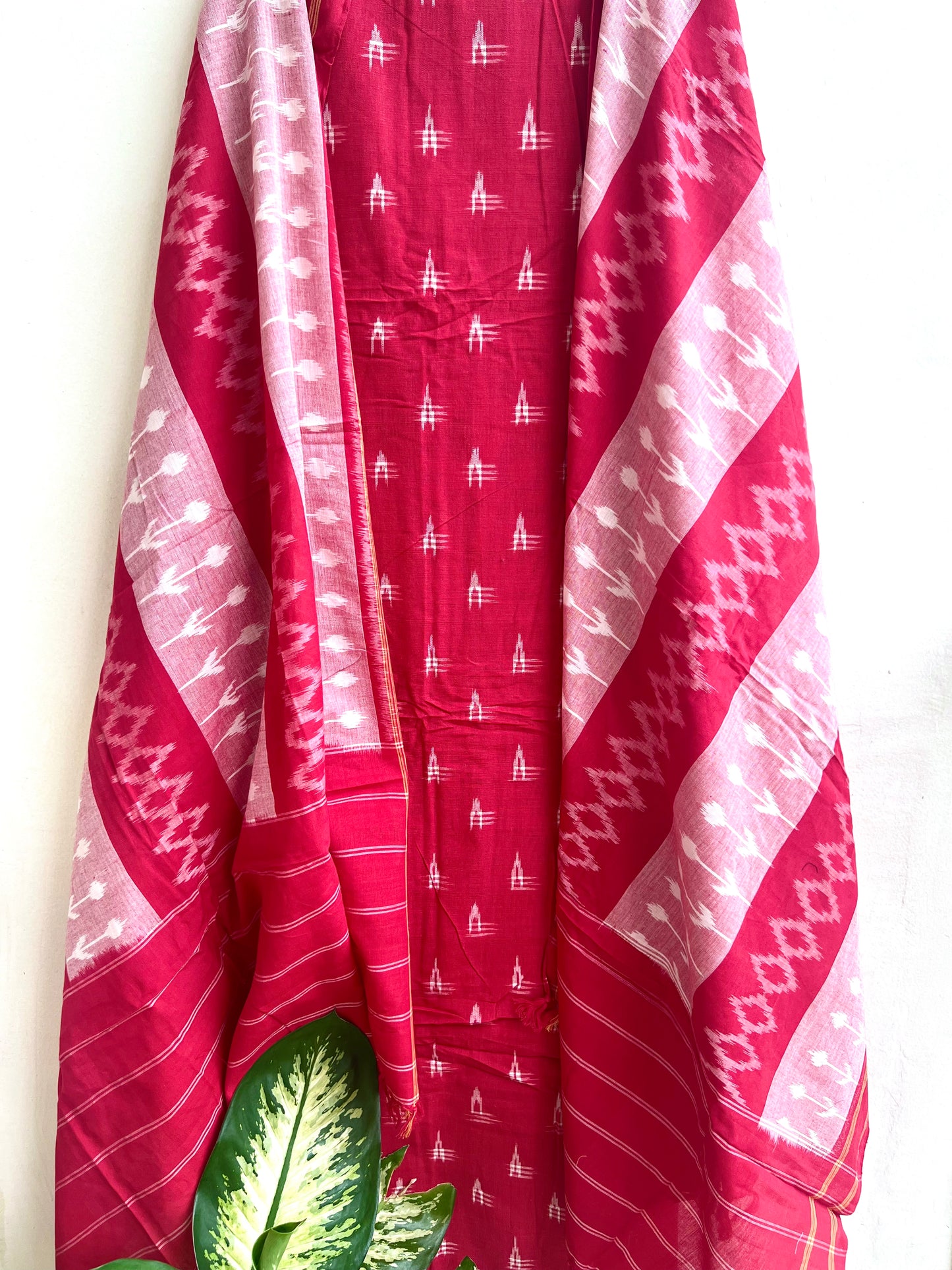 Woven Ikkat 3-Pcs Suit Set- Air Breeze