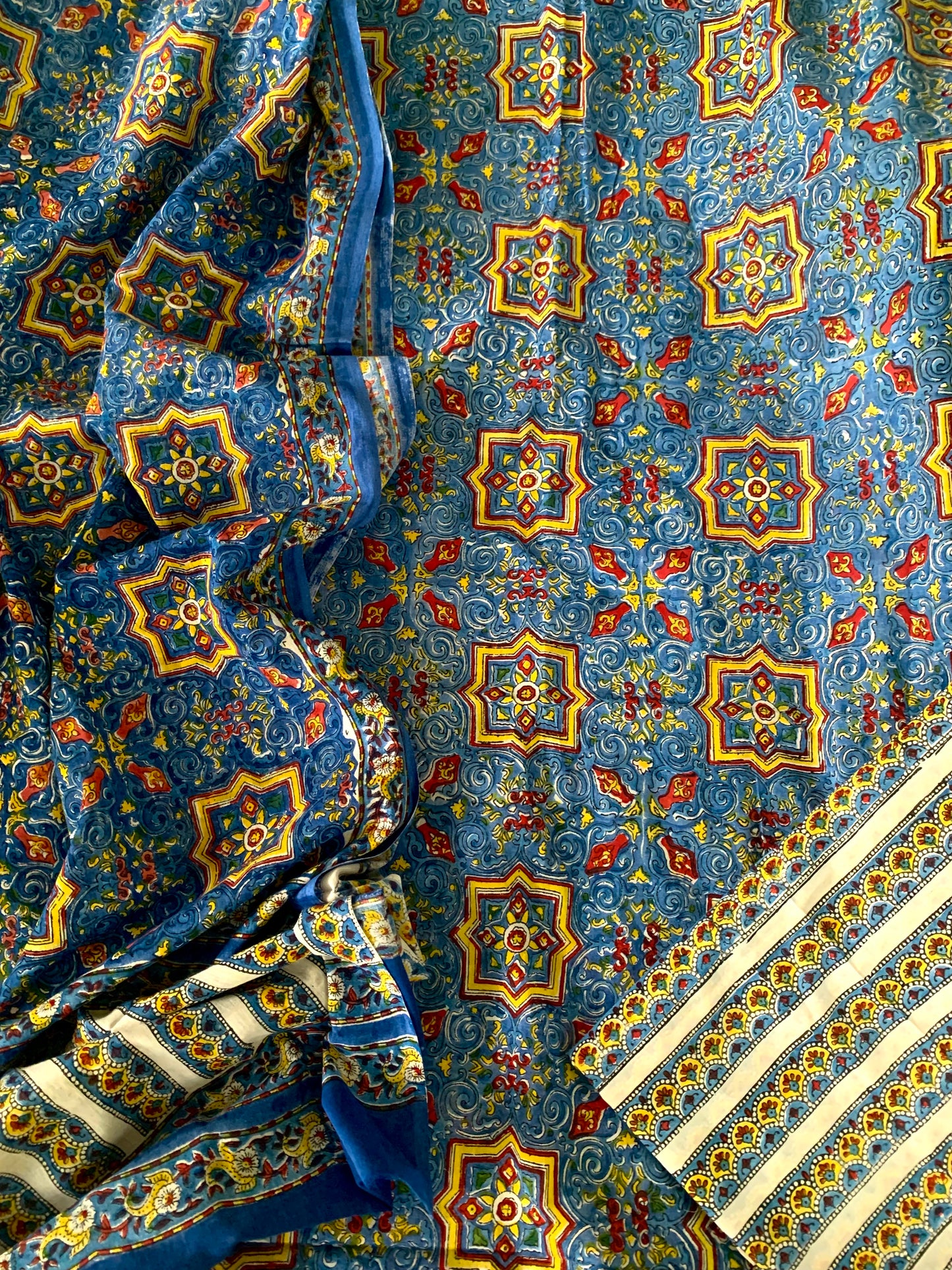 Handblock Printed Cotton Suit Blue