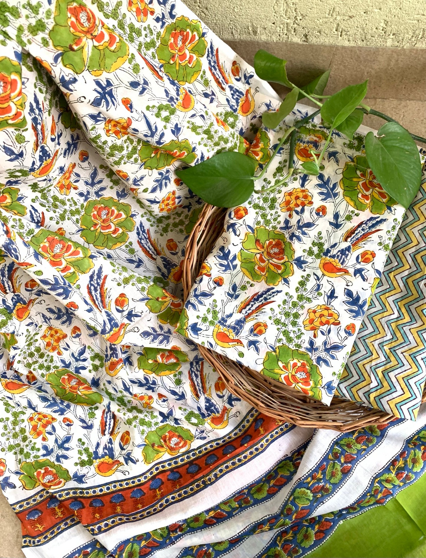 Handblock Printed Cotton Suit White
