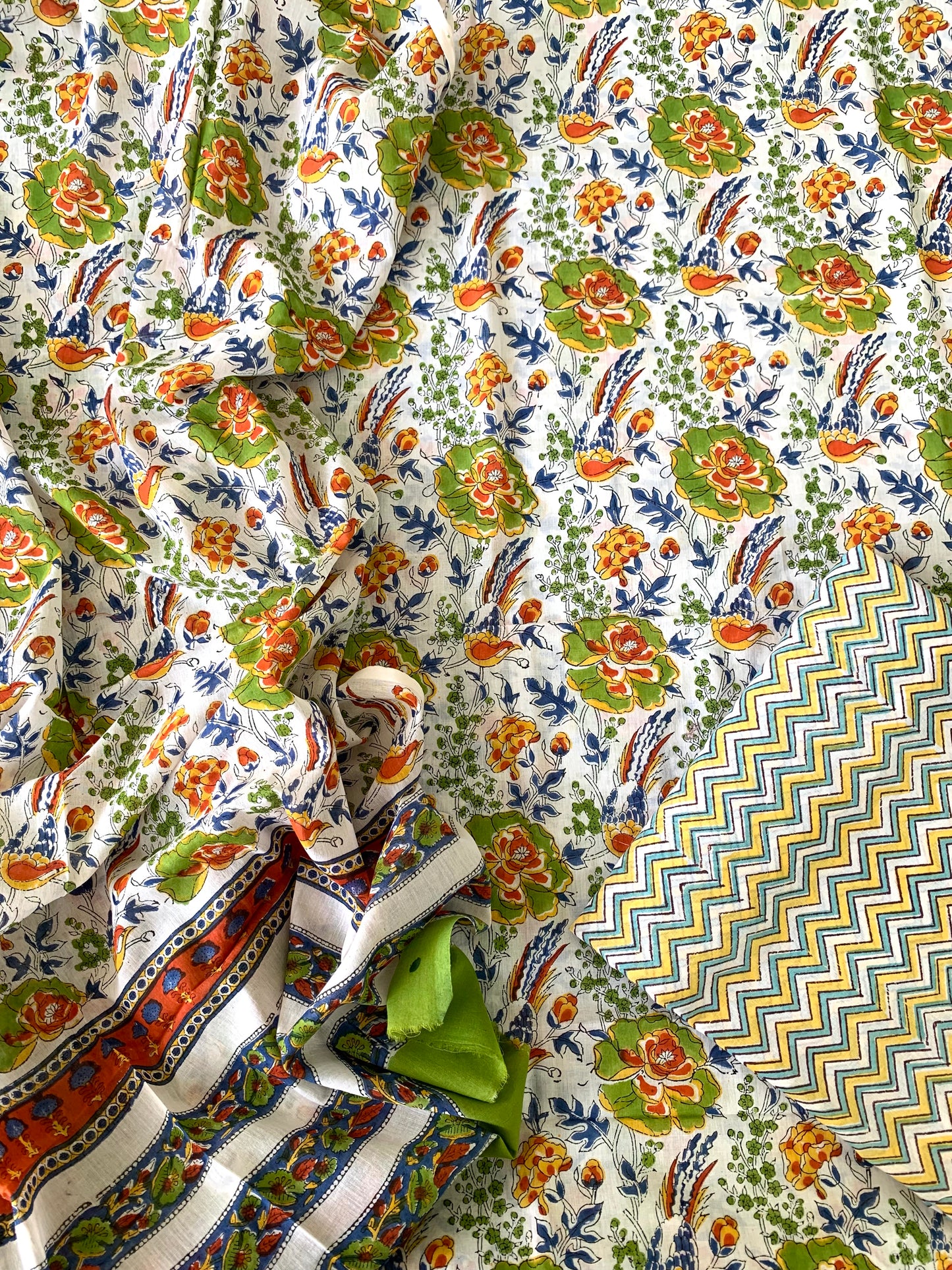 Handblock Printed Cotton Suit White