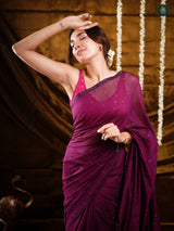 Orchid Purple Sequin Mul Cotton Saree