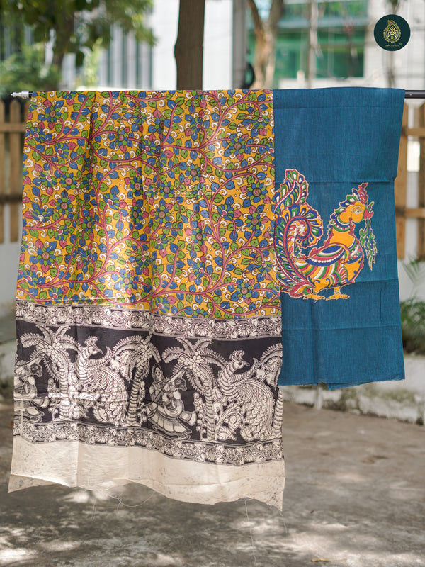 Stony Blue Kalamkari Hand Block Suit Set