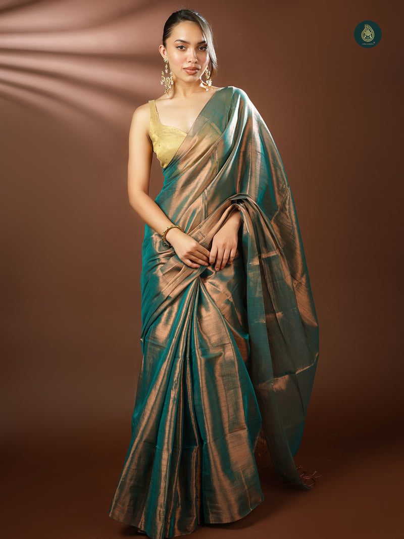 Handloom Mul Cotton Tissue Saree - Frozen Frenzy