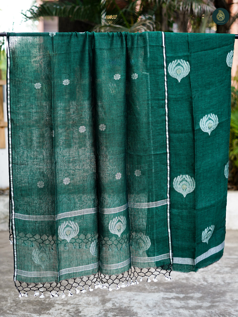 Shamrock Green Hand Weaved Linen Suit Set