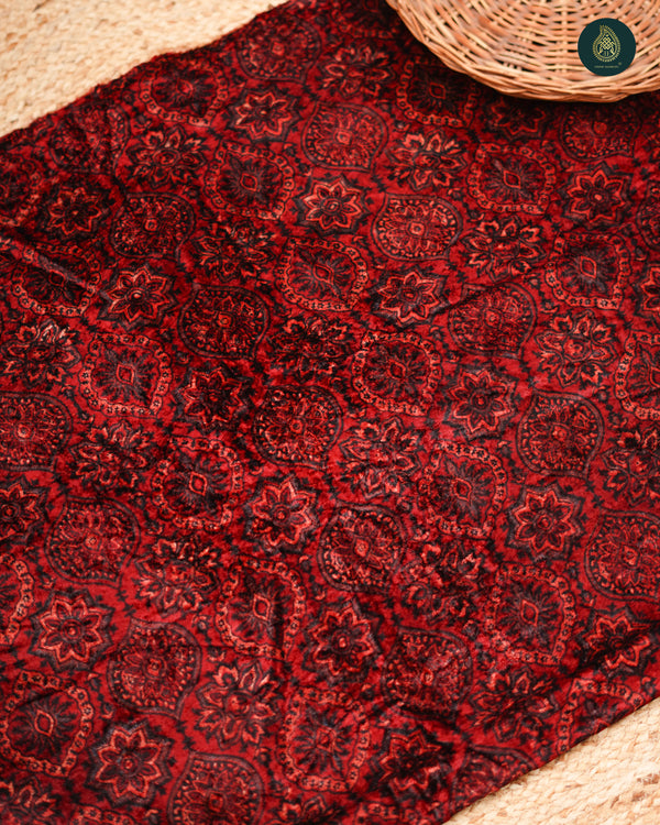 Ajrakh Velvet Vintage Mandala Rich Red