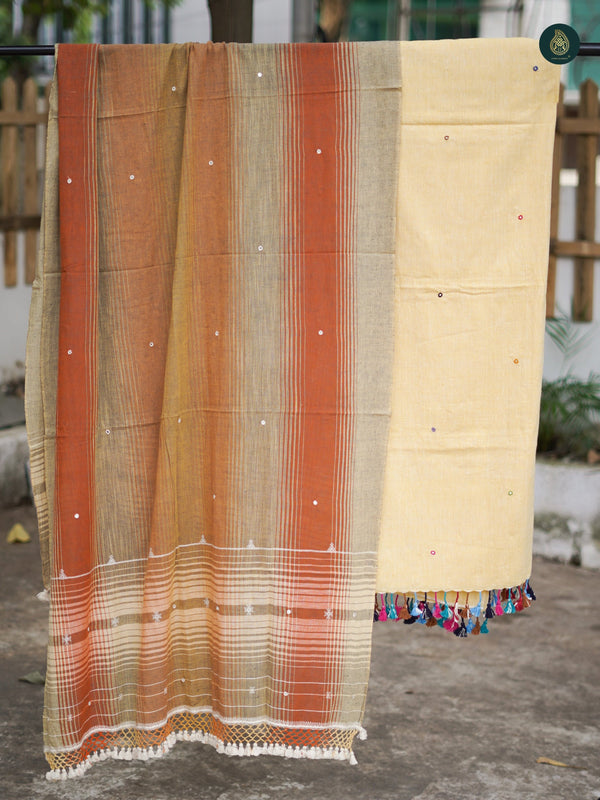 Handloom Bhujodi Kala Cotton - Mellow Orange